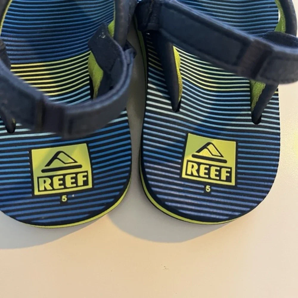 Reef Baby Boy's Little Uni Thong Flip Flop Black Yellow Blue Green Toddler Sze 5